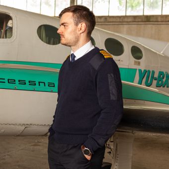 Pilot Uniform Jumper - V Neck - NAVY BLUE